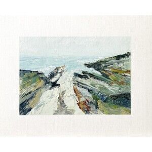 8x10 Maine Original Oil Painting Schoodic Point New England Coastal Rocks Signed